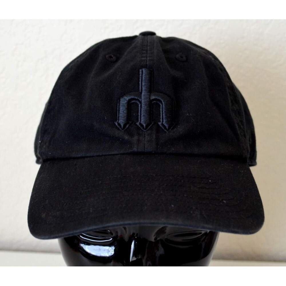 47 Hat Seattle Mariners Hat Trident Logo Black Blackout Cooperstown Collection